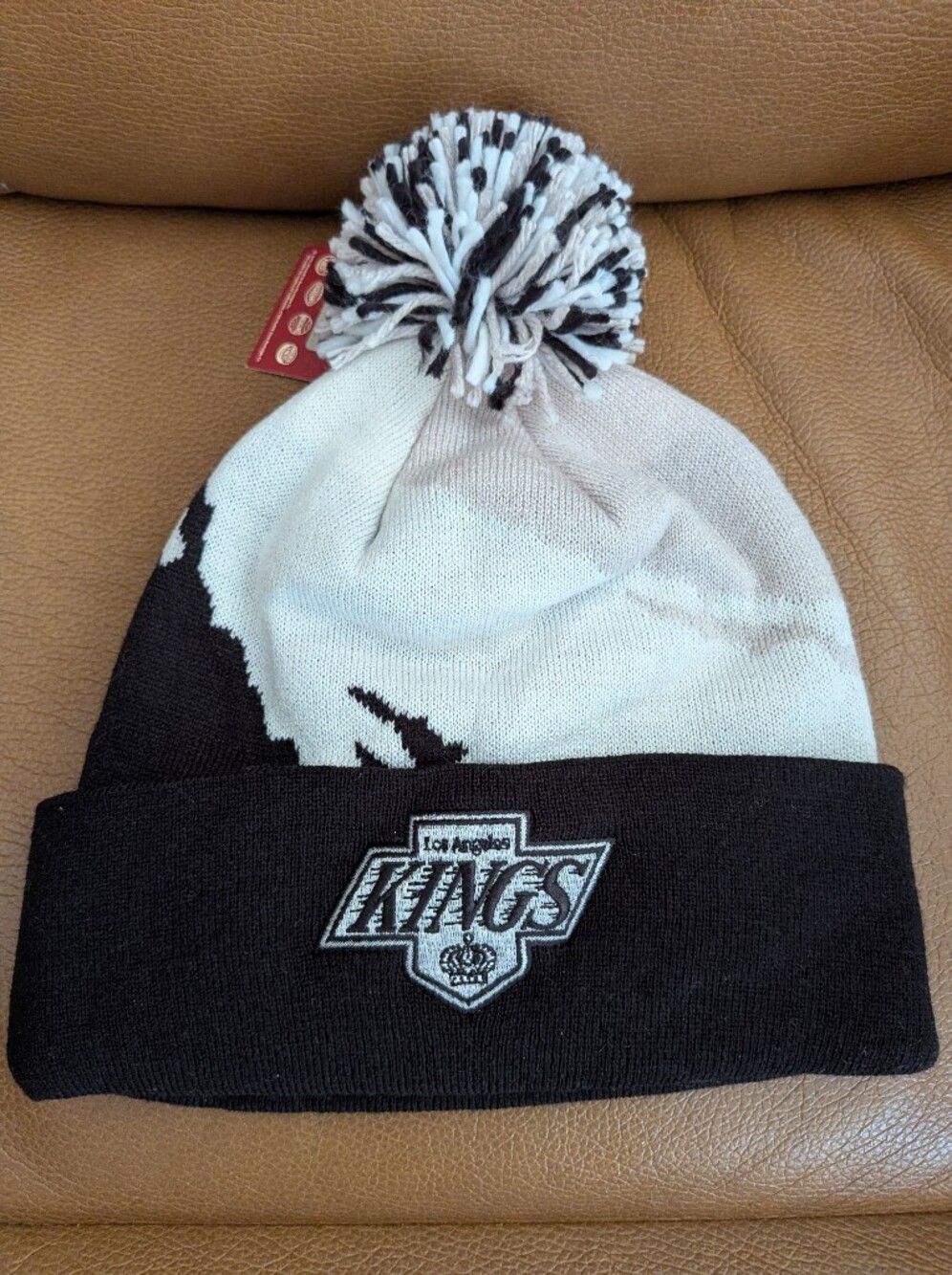 NHL LA Kings Black & White Pom Beanie